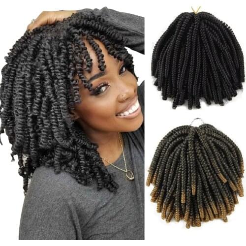 Ombre Spring Twist Hair 8Inch Fluffy Crochet Braids Synthetic Hair Extensions Braids Crochet Hair Extensions 30Roots Bomb Twist