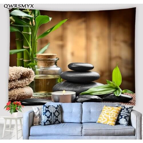 Simple European Style Candle With Black Pebbles Tapestry Aesthetics Wall Hanging Living Room Bedroom Decor Wall Art Tapestries