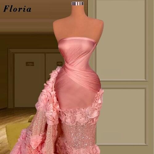 Saudi Arabia Mermaid Prom Dresses 2021 Princess Pink Evening Dresses For Girls Party Night Celebrity Dresses Robes De Soiree