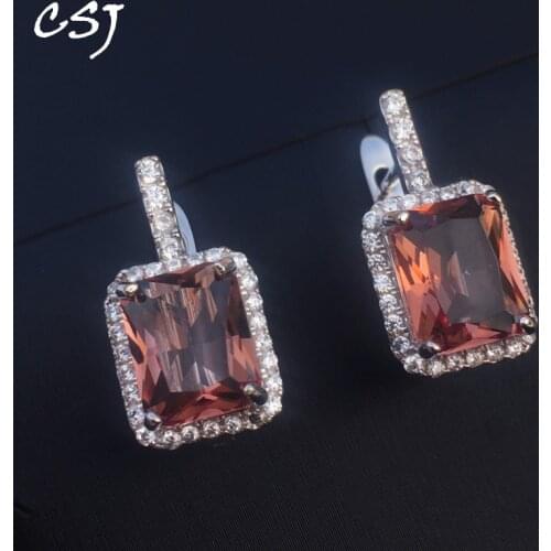 CSJ Change color Zultanite Earring Sterling 925 Silver oct8*10MM Created Sultanite Fine Jewelry Women Wedding Party Gift