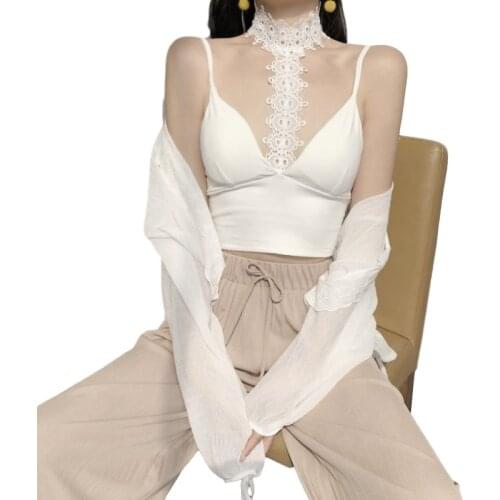 Hot Erotic Design Femme Camis Tops Lingerie Vest Fashion lace V-neck Sling Scarf Women Streetwear T Shirt Women Sexy Club