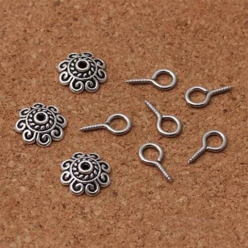 100pcs/lot High Quality Metal Screw Eye Pins For Pendant 12mm 17mm Iron Screw Eye Hook Clasps Drilled Beads DIY Jewelry Making