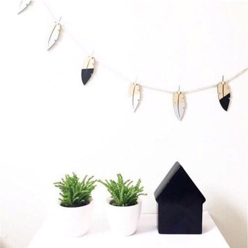 Nordic Feathers Wood Chips DIY Hanging Curtains Wall Decorations Kids Room DIY Pull Flower/Banner Christmas Gifts Ornament Prop