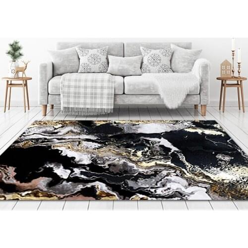 Modern Abstract Marble Carpet Living Room Black White Gold Bedroom Kitchen Bedside Rug Nordic Home Table Floor Non-slip Mat