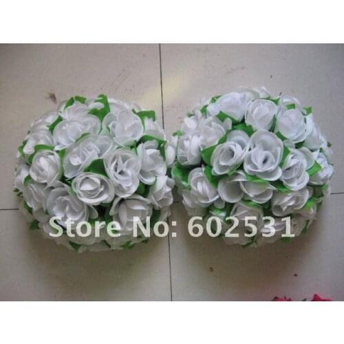 SPR 30cm white with green leaves kissing flower ball wedding decorations home/party decorations