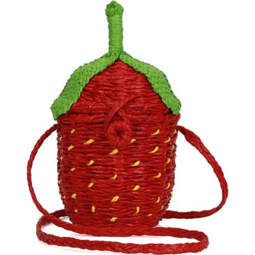 Strawberry bag hand-woven bag straw bag 2020 new summer personality fashion Bucket bag