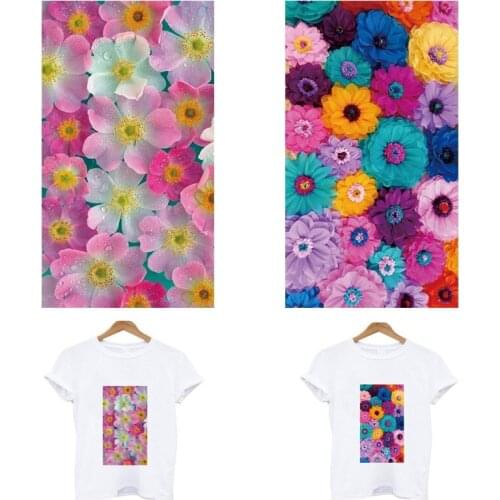 Rain and dew flowers stripes Iron-on transfers for clothing heat-sensitive patches appliques thermo stickers on clothes custom