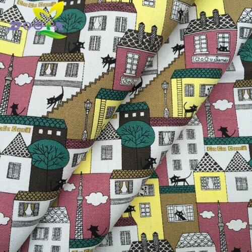 1 yards / roof cat printing canvas fabric diy12 anfan cloth shoes cloth curtain sofa pillow Backpack Purse