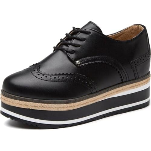 2019 Platform Shoes Woman Genuine Leather Fringe Flat Platform Women Shoes Ladies Causal Flatform Loafers Increase Heel Shoe