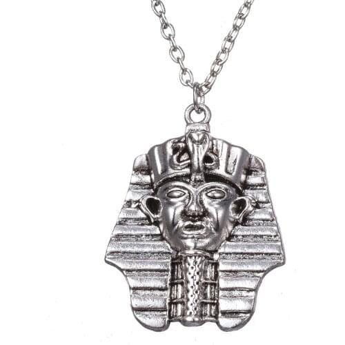 20pcs/lot Fashion Jewelry Vintage Charm Egyptian Pharaoh Head Necklace Pendant Hip Hop Freestyle Necklace for Men Collier