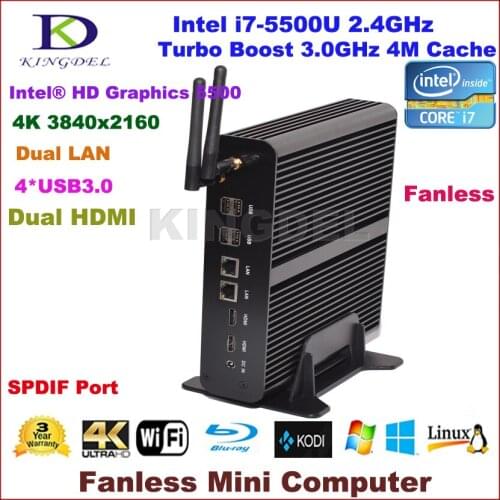 Windows10 mini pc intel core i7 5500u cheap home theatre pc 2*LAN+2*HDMI+SPDIF+USB 3.0,HD 4K,300M WIFI,HTPC NC960