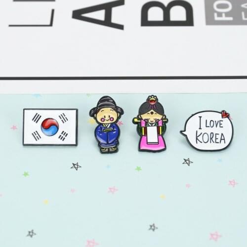 South Korean flag national character style metal lapel brooch fashionable cartoon brooch gift for children