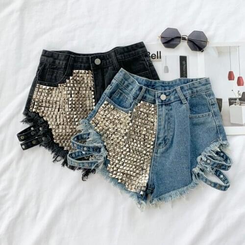 Ladies jeans shorts mother clothes ladies summer 2019 new rivet tassel wide leg pants high waist hot pants jeans shorts women