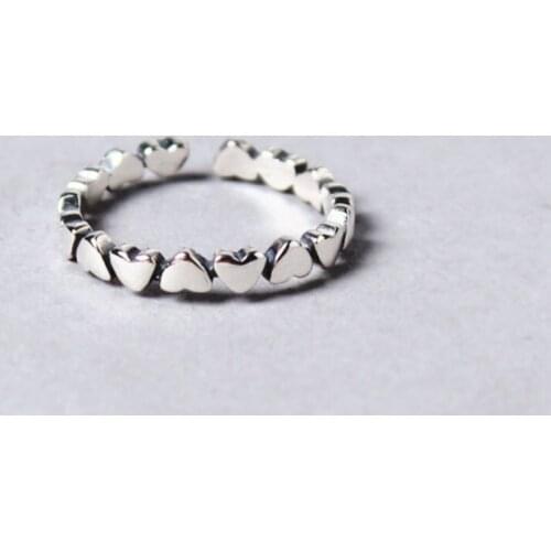 Heart Retro Creative 925 Sterling Silver Elegant Temperament Personality Fashion Female Resizable Opening Rings SRI075