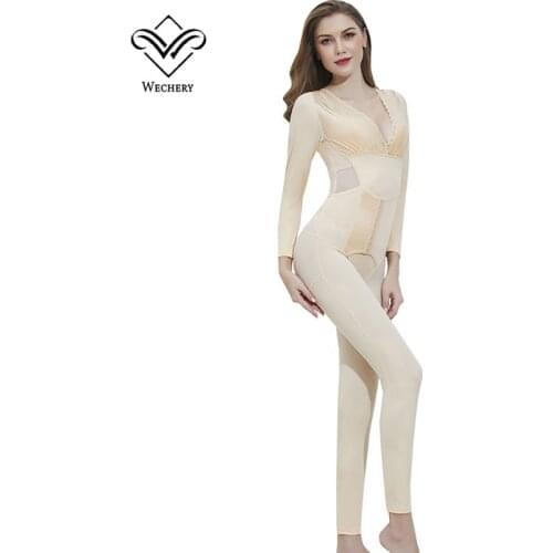 Wechery Full Body Shaper Sexy Bodysuit for Women Slimming Underwear Waist Trainer Belt Butt Lifter Long Shapewear Plus Size