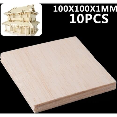 10pcs 100x100x1mm Wooden Plate Balsa Wood Sheets for DIY House Ship Toys Crafts Parts