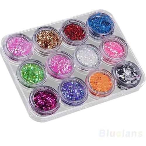 12 Colors French Manicure UV Gel Acrylic DIY Glitter Decoration Nail Art Sequins Powder Set