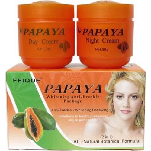 2Pcs/Set Papaya Whitening Face Cream Anti Freckle Improve Dark Skin Refreshing Skin Care