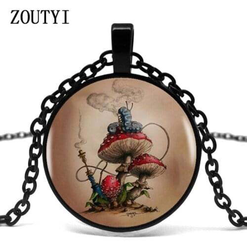 2018/ Alice in Wonderland - Mushroom Glass Pendant Necklace Womens Dress Accessories Glass Necklace