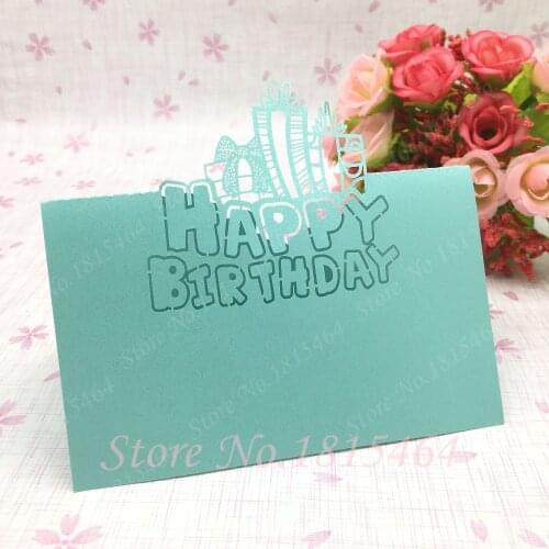 50pcs DIY Birthday Table Name Cards Place Name Cards Laser Cut Happy Birthday Kids Party Decoration Supplies