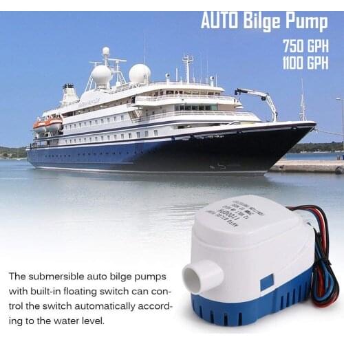 Automatic Bilge Pump 12v for Boats 12 Volt Submersible Water Pumps Marine Boat Yacht Accessories RV Shower 1100GPH Auto