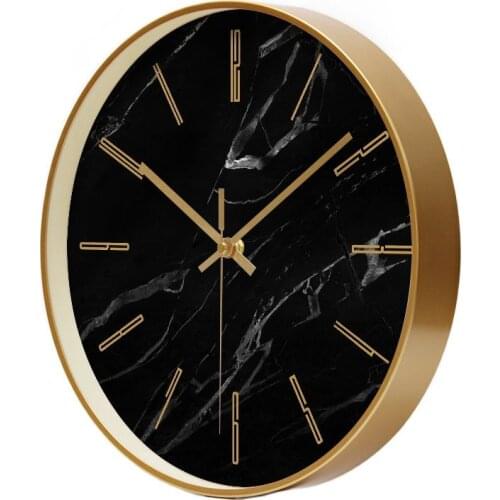 Gold Metal Wall Clock Modern Large Wall Watch Silent Living Room Bedroom Marble Clocks Wall Home Decor Relogio Parede Gift FZ980