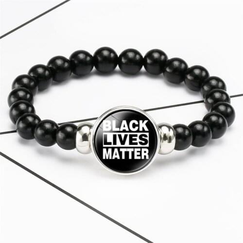 MIQIAO Black Beads Black Lives Matter I Can't Breathe Arm Wrist Band Bracelets for Women Men Fashion Jewellry Gift Boho Anime