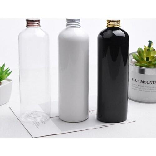 15pcs 400ml Black White Empty plastic cosmetic bottles with Aluminum screw cap, Shower Gel shampoo Liquid soap travel bottle