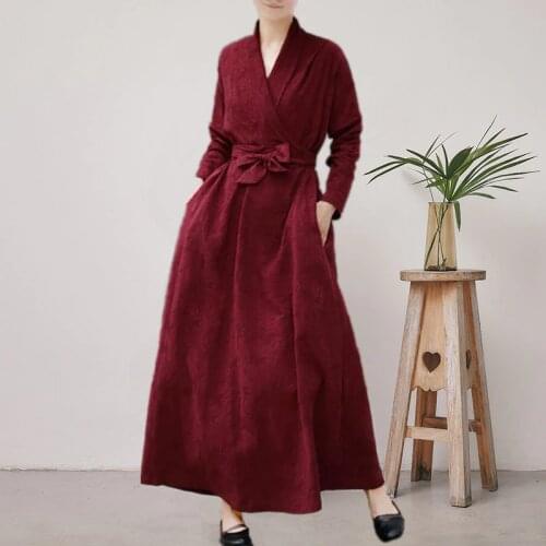 19 Xiaa Element Dress Kermesinus Pure Cotton Jacquard Weave V Lead Pullover Easy On Vacation Long dress Autumn 80829 h190422