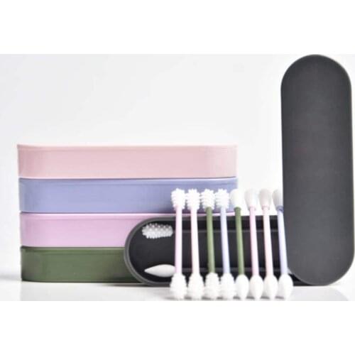 Double-Headed Silicone Gel Cotton Swab Reusable Cotton Swab for Ear Cleaning, Makeup, Beauty Treatment with Dust-proof Cases