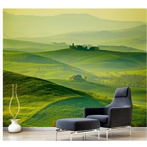 Photo wallpaper High quality 3D stereoscopic Green grassland scenery TV background wall mural wall paper