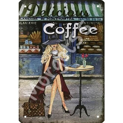 Cafe Bar Retro Sign Tin Art Wall Decor Vintage Aluminum Metal Sign Iron Painting Vintage Decorative Signs Coffee Wall Decoration