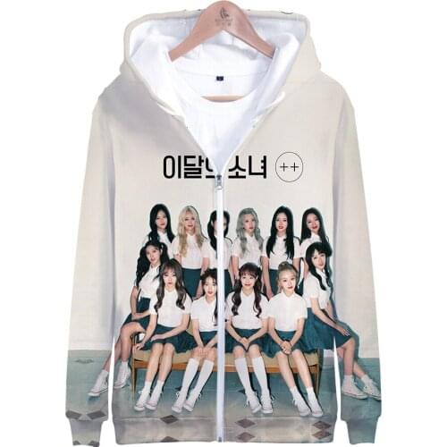 KPOP LOONA 3D printed hoodies women girls long sleeve zipper hoodie sweatshirt plus size casual Jacket coat brand clothes