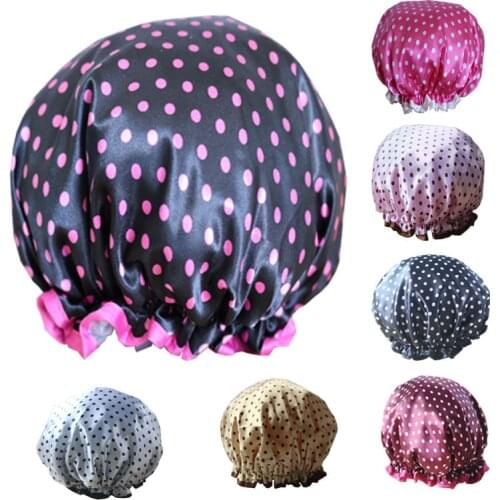 Lovely Thick Women Shower Caps Colorful Double Layer Bath Shower Hair Cover Adults Waterproof Hot Sale