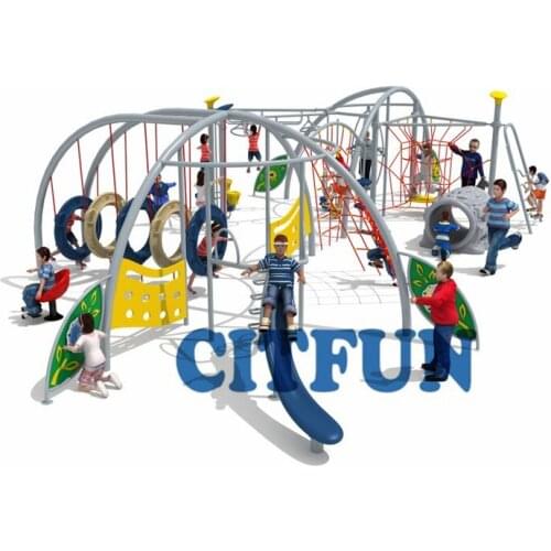 Colorful Outdoor Fitness Training Amusement Slide Rope Nets Kids Work Out Climbing Playground Equipment OP18-239A