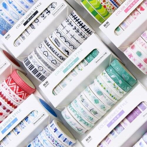 10Pcs/Set List Diary Washi Tape Set Masking Tapes For Kids Decorative Diary Scrapbooking Photo Ablums Washi Tape Office Supplies