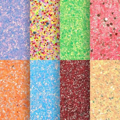 Multicolor Sequins Faux Leather Sheets Tinsel Chunky Glitter For Bow-knot Bags Wallet Earring Scrapbook DIY,1Yc20440