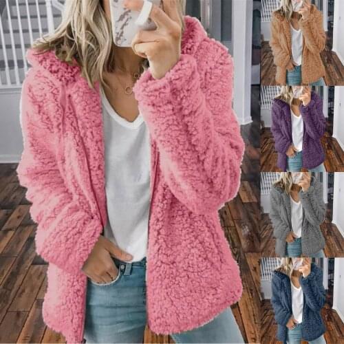 Fashion winter womens jacket casual hooded plush warm jacket zipper cardigan jacket large size multicolor женская куртка 50
