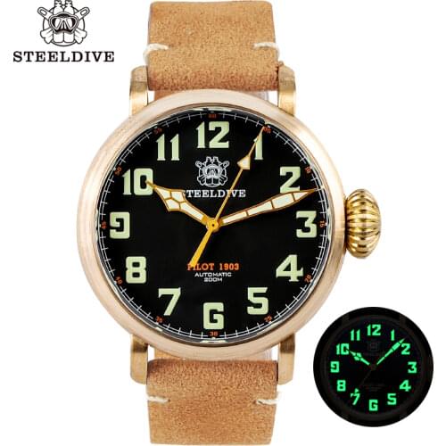 Steeldive Bronze Diver Watch Luminous Unique Crown 200M Diving Men Watches 2020 Luxury Automatic Mechanical Wrist Watch SD1903S