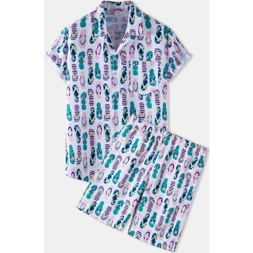 Mens Set Short Sleeve Hawaiian Shirt with Shorts Summer Casual Printed Shirts for Men Beach Two Pieces Suit Men Sets Clothing