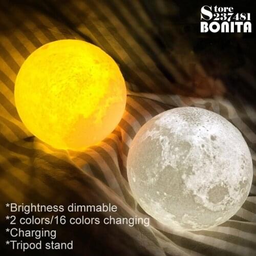 Deskl light 3d print moon table lamp for bedroom charging touch night light boy friends girl friends birthday Christmas gift