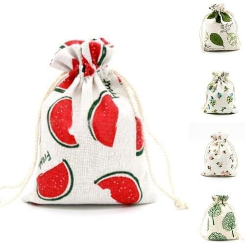 New Cotton Linen Storage Bag Gift Candy Jewelry Storage Package Bag Makeup Cosmetic Coins keys Christmas Drawstring Travel Bags