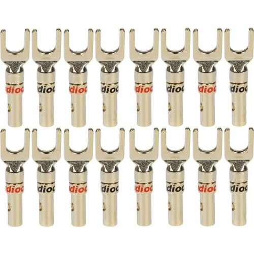 New Audiocrast S101G Spade Plug 24K gold Plated Fork Plug Speaker Y Connector Adapter Y Spade Speaker Plugs HIFI Diy Speaker