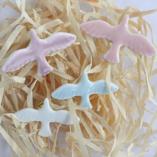 Jingdezhen original designer pure handmade glaze peace dove pigeon lapel collar pin brooch fashion chinese pottery jewelry acces