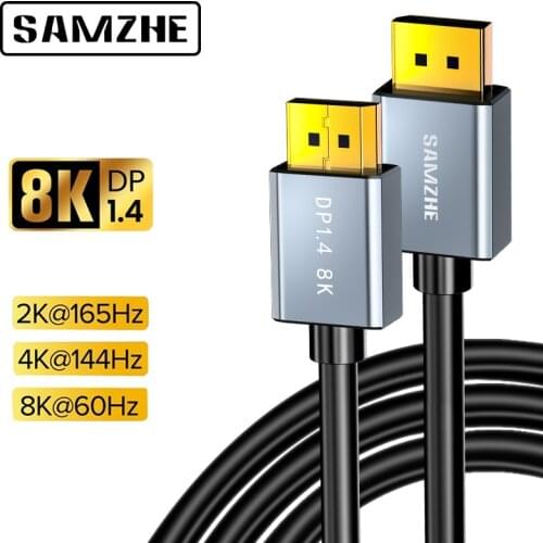 SAMZHE DisplayPort 1.4 Cable 8K 4K 60Hz HDR 165Hz Display Port Adapter For Video PC Laptop TV DP 1.4 1.2 Port Cable