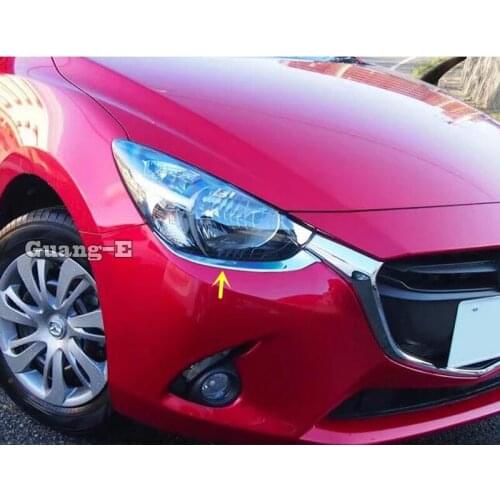 For Mazda 2 Demio 2015 2016 2017 2018 Front Fog Light Lamp Eyebrow Detector Frame Stick ABS Chrome Cover Accessories 2pcs