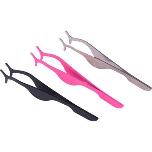 Stainless Steel False Eyelash Fake Eye Lash Tweezers Applicator Clip Beauty Makeup Tool Make up Eyelashes Tweezer