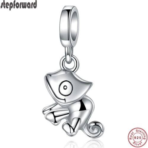 STEP FORWARD Lizard Pendants 100% 925 Sterling Silver Chameleon Original Charm Fit Bracelet Necklace For Women Trinket
