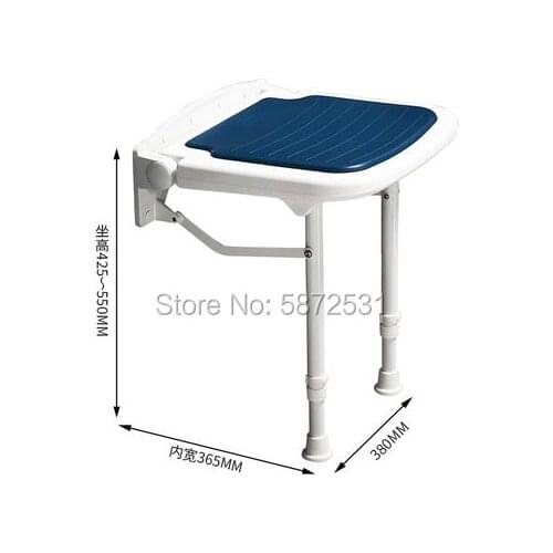 Hanging wall folding stool shower room folding stool bath stool elderly antiskid foldable space saving toilet
