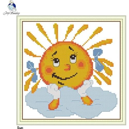 Joy Sunday Cartoon sun pattern DIY mini handmade counted cross stitch kit 14ct 11ct canvas printing embroidery needlework crafts